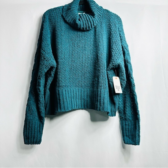 NWT Billabong Sz Large Deep Jade Cowl Neck Loose Knit Jumper Chunky Sweater - Picture 8 of 9